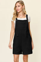 Double Take Quilted Textured Sleeveless Romper Black Trendsi