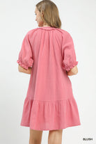 Umgee Blush Cotton Gauze Mini Dress