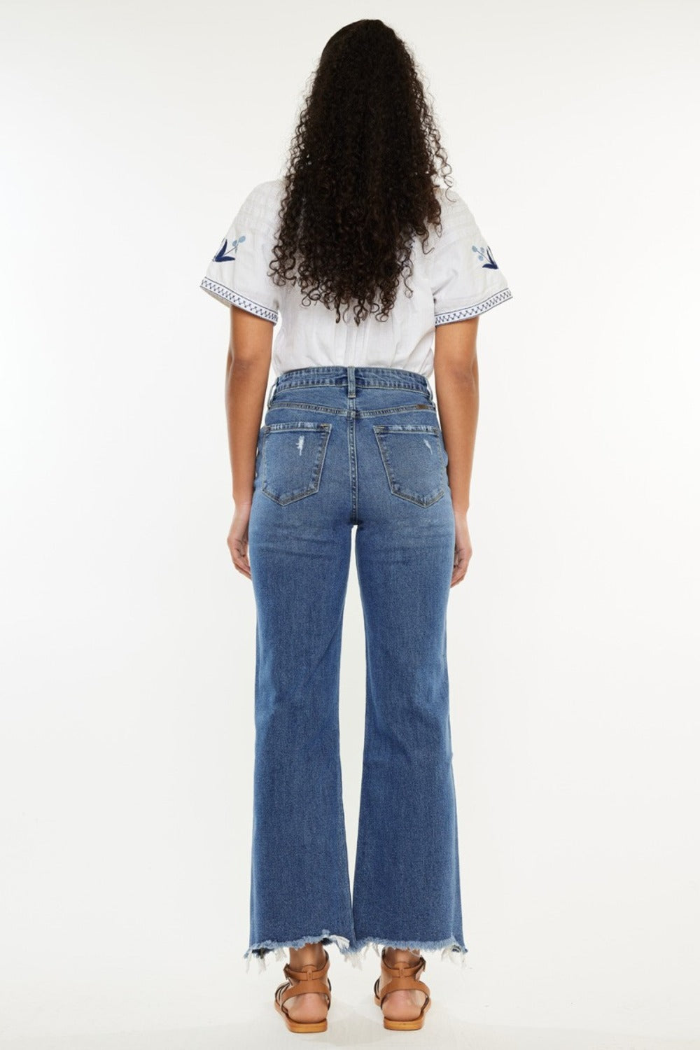 KanCan Medium Washed High Rise Slim Wide Leg Jeans Trendsi