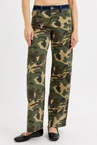 RISEN Camouflage Mid Rise Straight Wide Leg Jeans