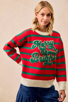 BiBi Christmas Theme Stripe Knit Top