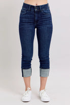 Judy Blue High-Waist Double Waist Band Cuffed Skinny Jeans