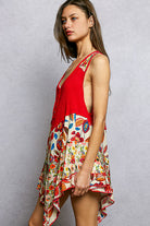 POL Ruby Round Neck Ribbed Tank with Woven Print Patch