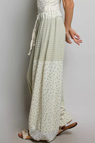 POL Sage Patchwork Mixed Knit Wide Leg Pants