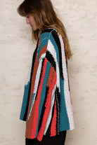 POL Multi Color Block Round Neck Oversized Sweater