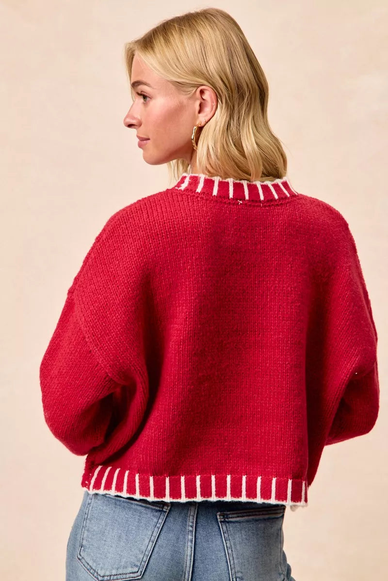 BiB Redi Christmas Theme Sequin Lattering Sweater