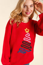 Haptics Red Christmas Tree Glitter Lurex Sweater Haptics