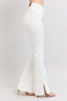 Judy Blue White High Waist Side Slit Slim Bootcut Jeans