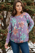 Dear Scarlett Weekend Blooms Purple Floral Long Sleeve Top Shirts & Tops