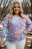 Dear Scarlett Weekend Blooms Purple Floral Long Sleeve Top Shirts & Tops