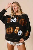 BiBi Black Halloween Theme Sequin Embroideries Sweatshirt