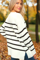 Haptics Ivory Striped Oversized Knit Sweater Haptics