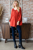 Heimish Rust Swiss Dot Off Shoulder Top Trendsi