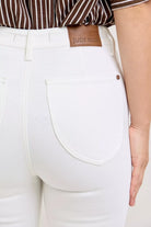 Judy Blue White High Waist Extended Waistband Capri Pants with Spade Pockets