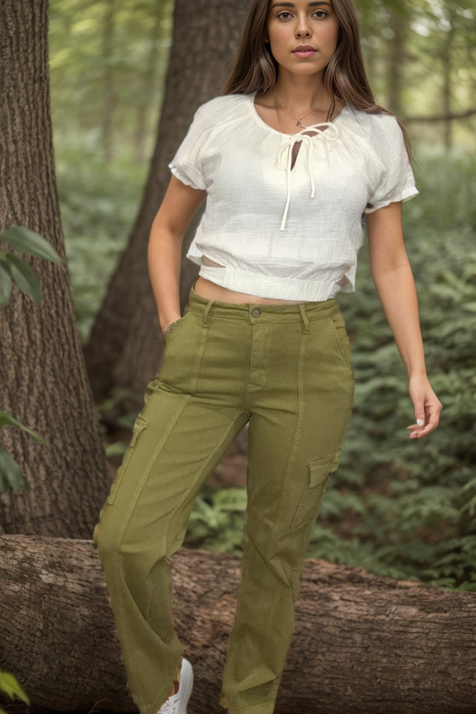 Judy Blue Matcha Babe Cargo Jeans Pants