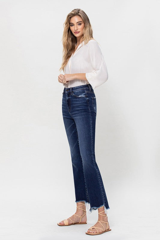 High Rise Distressed Hem Kick Flare Jeans VERVET by Flying Monkey