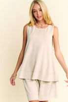 Davi & Dani Beoge Contrast Seam Top and Short Set
