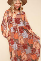 Haptics Patchwork Dreams Long Sleeve Midi Dress