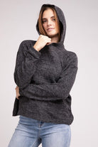 Zenana Hooded Brushed Melange Hacci Sweater ZENANA