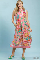 Umgee Pink Mix Paisley Floral Sleeveless Midi Dress