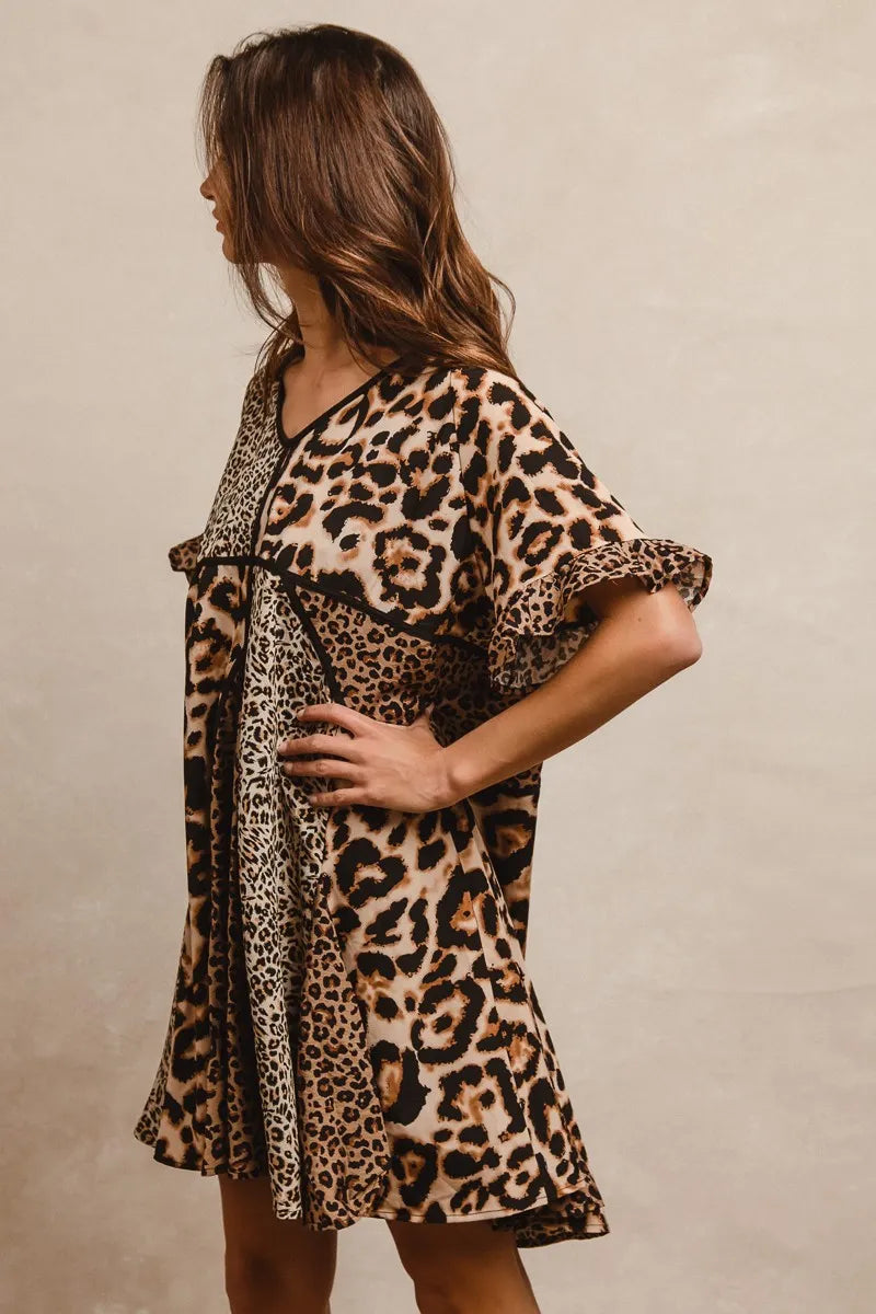 BiBi Leopard Prints Mix and Match Short Sleeve Dress