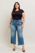Judy Blue Plus Size High Waist Rigid Magic Destroy Hem Crop Wide