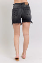 Judy Blue Long Cut Off 2 Button Dad Denim Shorts