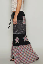 POL Black Star Patch Contrast Chambray Wide Leg Pants