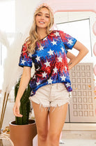BiBi Red & Navy American Theme Star Pattern Sequin Top