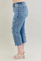 Judy Blue High Waist Destroy Crop Wide Leg Jeans