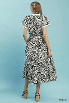 Umgee Cream Paisley Print Midi Dress with Side Pockets