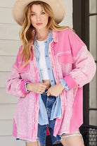 Lime 'N' Chili Pink Oversized Mineral Wash Cotton Gauze Shacket PINK