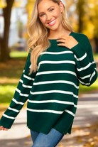 Haptics Hunter Green Striped Oversized Knit Sweater Haptics