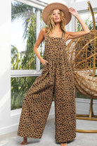 BiBi Leopard Washed Corduroy Wide Leg Overalls