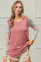 BiBi Mauve French Terry with Paisley Triblend Color Block
