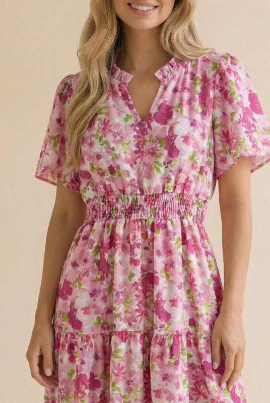 Haptics A Georgia Dream in Pink Floral Midi Dress