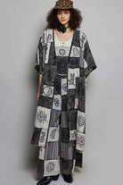 POL Black Multi Open Front Printed BohemianPatchwork Longline Cardigan BLACK MULTI One Size