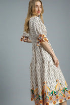Umgee Boho Printed Smocked Waist Maxi Dress