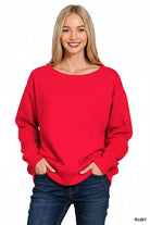 Zenana Ruby Fleece Boat Neck Sweatshirt