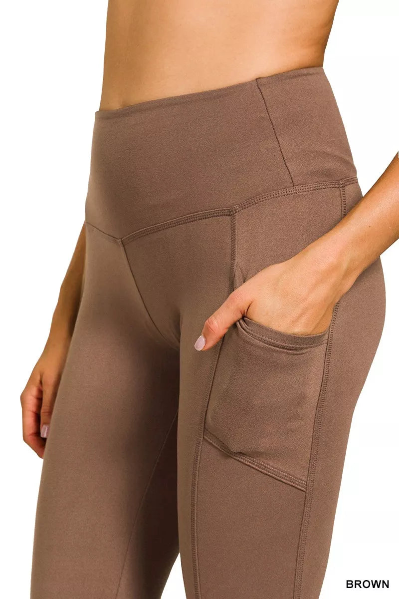 Zenana Brown Brushed Dty Microfiber Flare Pants
