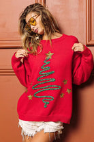 BiBi Sequin Star Tinsel Christmas Sweater