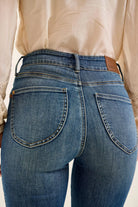 Judy Blue Dark Washed High Waist Double Button Tummy Control Flare Jeans
