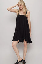 POL Black Ruffle Hem Sleeveless Mini Dress