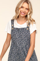 Haptics Black & Charcoal Floral Wide Leg Overalls Ruby Idol Apparel