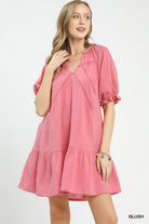 Umgee Blush Cotton Gauze Mini Dress BLUSH