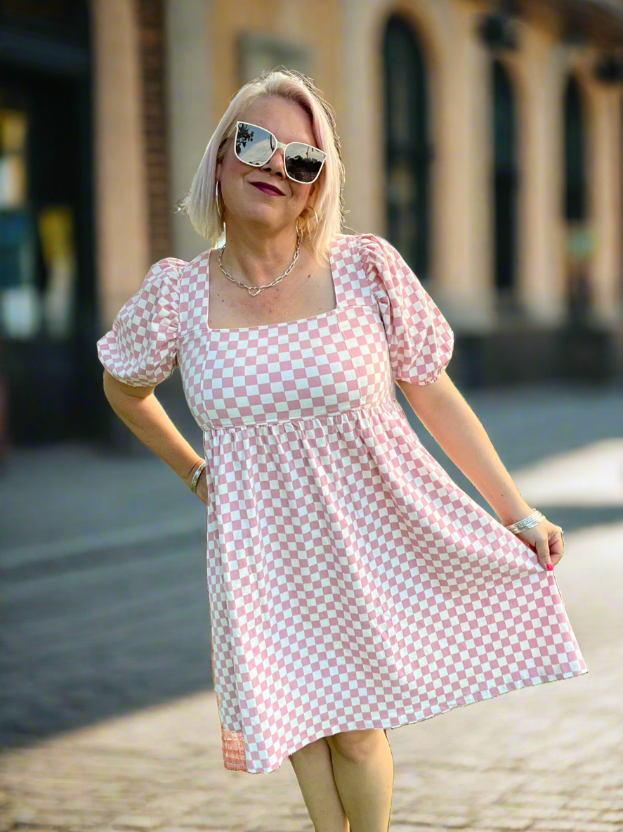 Mittoshop The Moment Checkered Babydoll Dress Bogo Free