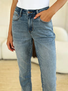 Judy Blue Mid Rise Rigid Magic Release Hem Jeans Trendsi