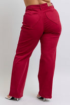 Judy Blue Heart Shaped High Rise Red Straight Leg Jeans Jeans