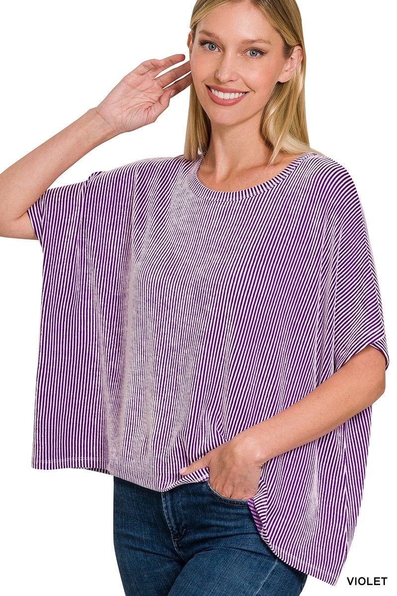 Zenana Ribbed Oversized Top Violet Black Friday