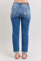 Judy Blue Mid-rise Vintage Wash Boyfriend Fit W/ Distressed Jeans
